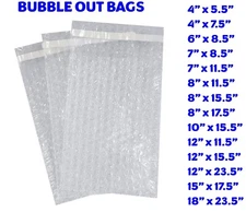 Bubble Out Bags Protective Wrap Pouches 4x5.5 4x7.5 6x8.5 8x11.5 9x12 12x15.5