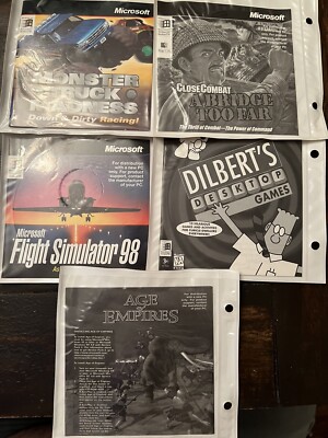 Vintage PC Game Lot Of 5x: Age Of Empires, Flight Simulator, Dilbert, Etc.