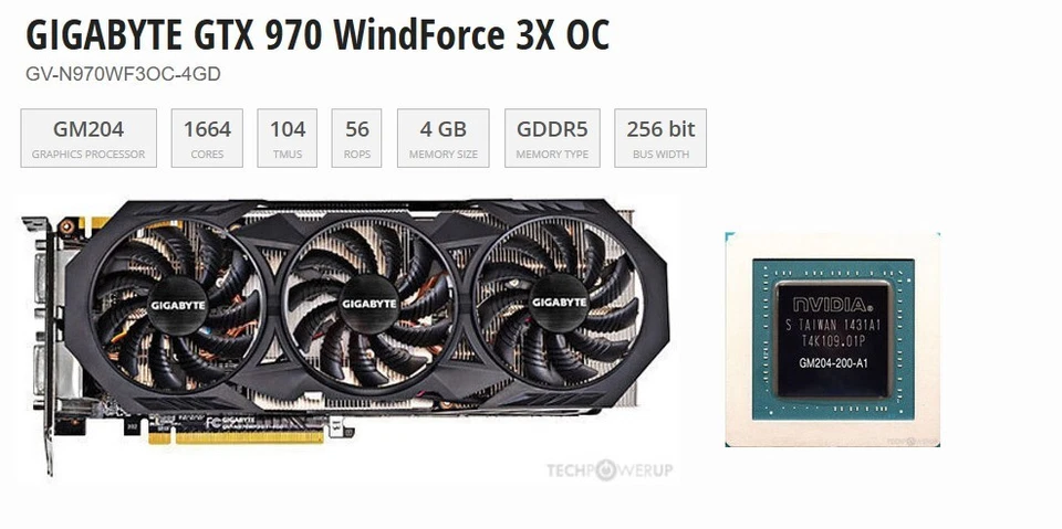 GIGABYTE GTX 970 WindForce 3X OC 4GB GDDR5 Graphics Card - Image 2 of 4