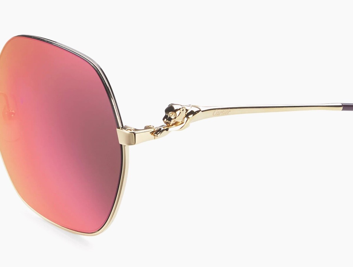 Cartier 58mm Panthère de Cartier Hexagonal Sunglasses. New Full Kit. Msrp $1295 CARTIER EYEWEAR Panthère de Cartier rimless hexagon-frame  main image 3