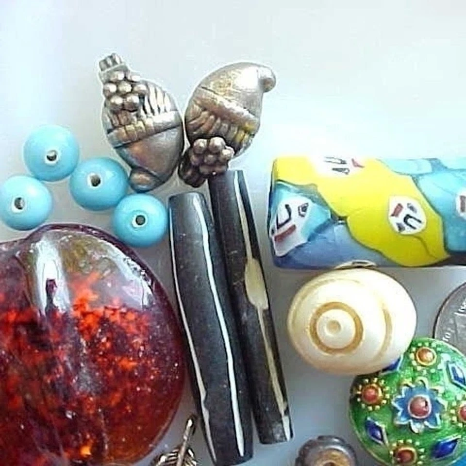 Cuentas de vidrio de murano de agujero grande kit de cuentas artesanales de macramé dijes bohemios Foto 4 de 4