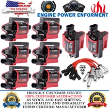 Square Ignition Coil Set and Spark Plug Wire For Chevy GMC 4.8L 5.3L 6.0L 8.1L