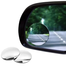 2Pcs Round Blind Spot Mirror HD Glass Frameless Convex Rear View 360° Stick On