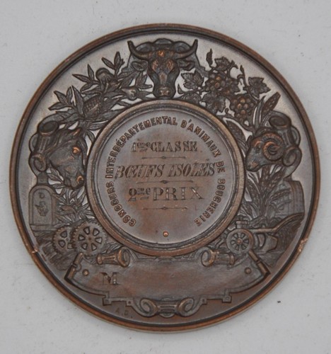 Médaille de table - CARHAIX (Finistère) 1887 concours animaux de boucherie d=42m - Bild 2 von 2