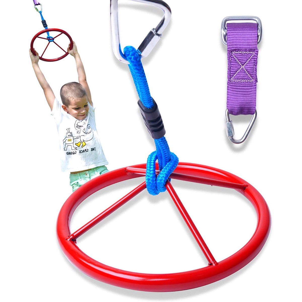Kids Ninja Monkey Wheel Obstacle 360° Rotatable Slackline