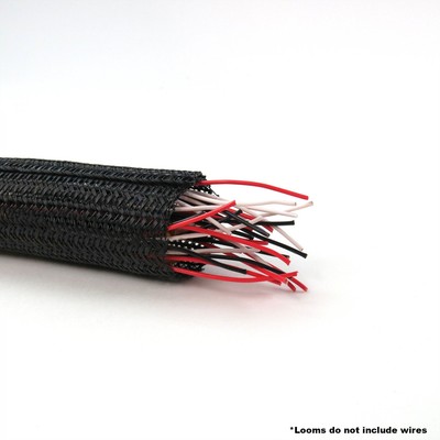 1'' Black Ultra Split Wrap Wire Loom - 1 Foot