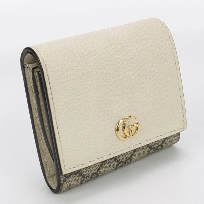 Portefeuille Gucci double G moyen d'occasion GG Supreme 598587 beige rang A us 2 femmes
