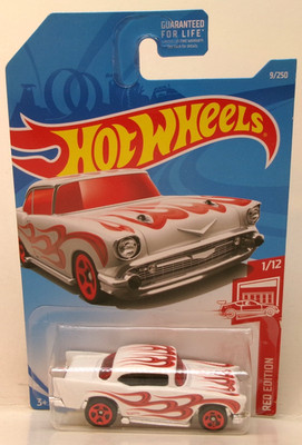2019 HOT WHEELS 1:64 HW RED EDITION 1/12 MATTE WHITE '57 CHEVY #9/250
