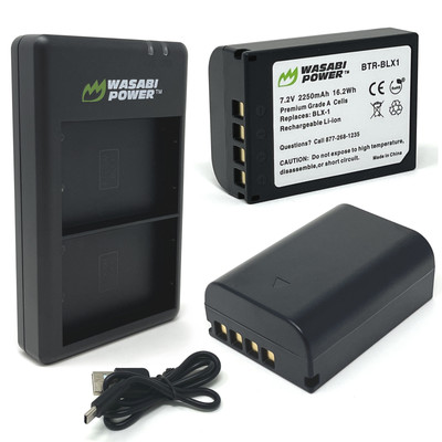 Wasabi Power Battery (2-Pack) and USB Dual Charger for Olympus BLX-1