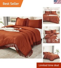 Comforter Set California King Boho Tassel Soft Bedding Oversized 104x96