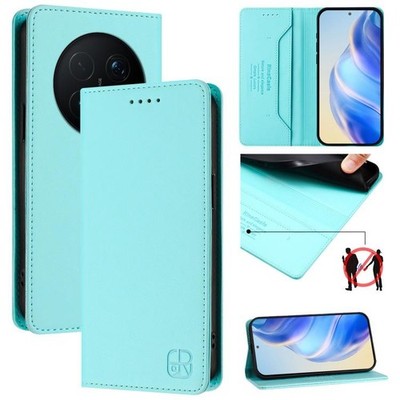 For Honor Magic8 Pro RC01 Dual-Folded Magnetic Suction RFID Leather Phone Case