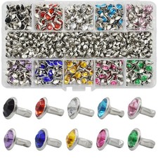 400sets 7mm Rhinestone Rivets 10 Colors Cz Crystal Rivets Studs Rapid Rivets ...