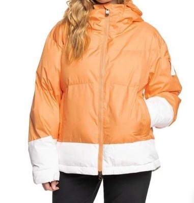 NWT Roxy Chloe Kim Puffy Snow Jacket Orange White Womens Size Medium
