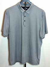 DKNY Gray Geometric Polo Shirt Men's XL Short Sleeve Stretch Logo Perfect
