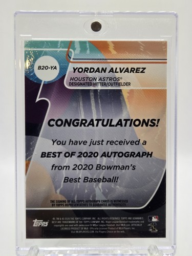 2020 Bowman's Best Yordan Alvarez Rookie Refractor Auto Rookie Card RC - Picture 2 of 2