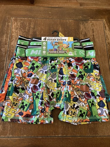 Minecraft Boy's Multicolor Athletic Boxer Briefs Underwear 4-Pack Size L (10-12) - Picture 1 of 10