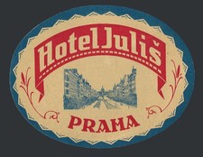 Hotel Julis PRAHA Czechoslovakia - vintage luggage label