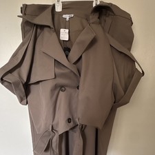 Fashion Nova Brown Short Sleeve Cropped Trenc...