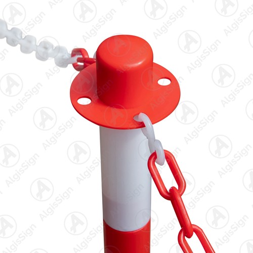 Set 4 Paletti di Delimitazione in Plastica con 10 metri di Catena Bianca Rossa - Foto 4 di 6