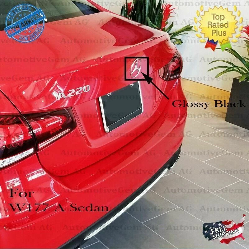 V177 Sedán Mercedes NEGRO BRILLANTE Estrella Emblema Tapa Trasera Maletero Logo Insignia AMG A220 Foto 2 de 2
