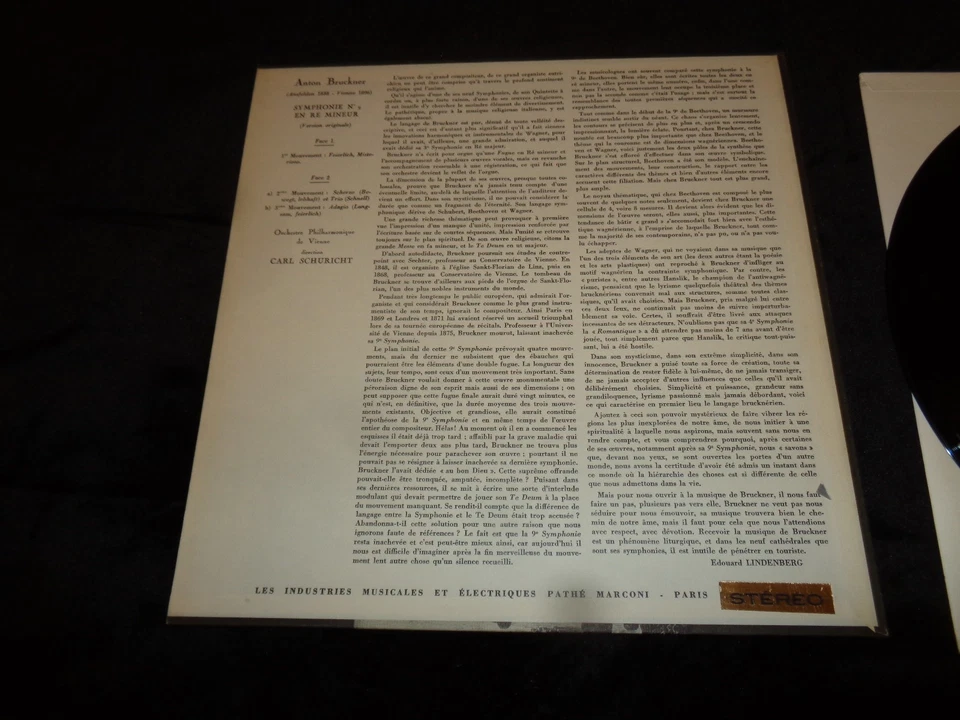 LP BRUCKNER - SCHURICHT / SYMPHONIE N° 9 / VDSM STEREO ASDF 280 FRENCH PR RARE - Image 3 of 4