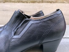 Marks & Spencer Footglove Black Leather Mid Heel Shoe-Boots Size 5.5W 38.5 Chic