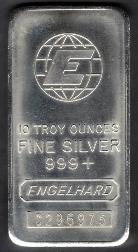ENGELHARD 10 Troy Ounces .999 Fine Silver Bar C296975