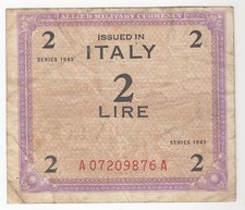 Italy, 2 Lire, 1943, Allied Military currency, XF