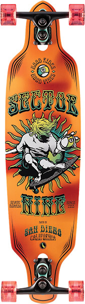 SECTOR 9 MINI FRACTAL 9ER ORG SKATEBOARD COMPLETE 8.75x34 si