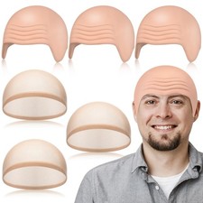 6 Pcs Halloween Bald Caps for Men Women Makeup Latex Bald Head Wig Caps Balds...