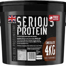 SERIOUS PROTEIN Protein Powder 4kg Low Carb Support Muscle Growth (Chocolate)*UK 8.75 per kilo