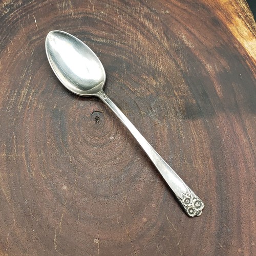 Cuchara Demitasse de flor de guisante dulce de abril Wm Rogers & Son IS placa de plata recuerdo - Imagen 1 de 9