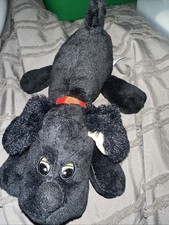 Pound Puppies 2023 Black Puppy Fuzzy Ears Plush Red Collar Hasbro 8 B