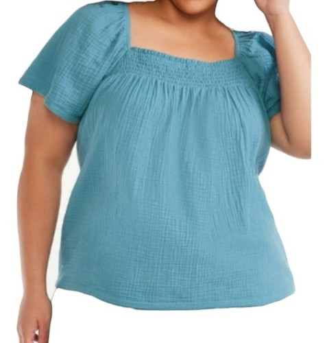 Teal Top 100% Cotton Sleep Shirt Lounge Summer Woman's 2XL JH1731 - Picture 6 of 7