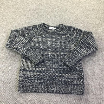 Steven Alan Sweater Mens Medium Gray Striped Wool Nylon Crewneck 