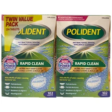 Polident Flavorless Rapid Clean Dental Cleanser Tablets, 102ct., 2pk
