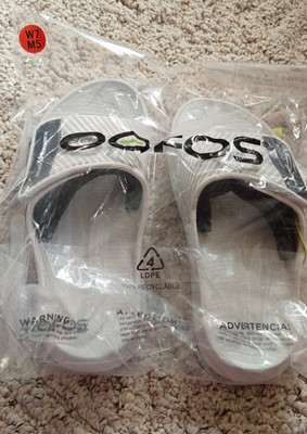 OOFOS OOAHH Slide Impact Absorption Recovery Sandals Size M5/W7 White NEW gym