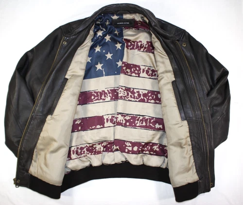 Wilsons Leather Jacket Men's XXL Chris A-2 Bomber American Flag USA Brown image 8