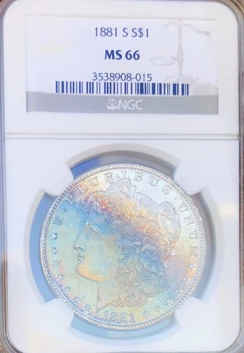 1881 S MORGAN DOLLAR NGC MS66! BEYOND STUNNING RAINBOW TONER! FABULOUS!NR #K3073