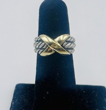 David Yurman Sterling Silver 14k Gold Crossover X Ring Size 5