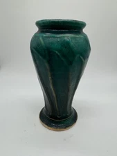 1992 Pewabic Pottery Arts & Crafts Style Green Glazed Pottery Vase