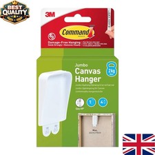 Command Jumbo Canvas Hanger Hook, Pack of 1 Hook and 4 Adhesive Strips, White