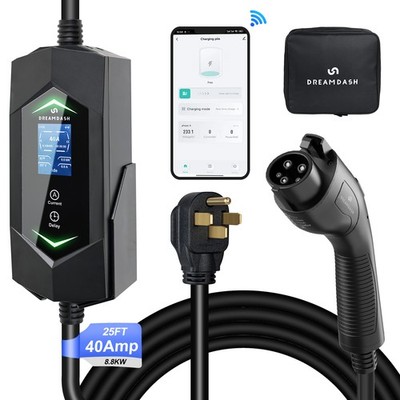 9.6KW 40A Type2 Portable Electric Vehicle EV Charger Level2 NEMA 14-50 Plug 25FT