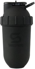 Gym Tumbler Protein Shaker Bottle 24oz Capsule Shape Mixing Matte Black 700ml