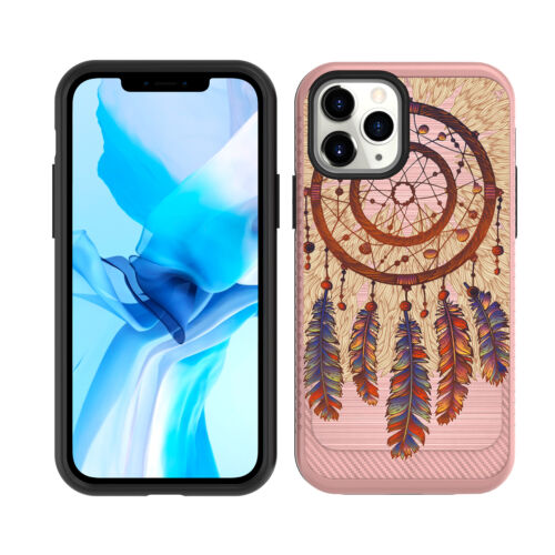 Funda híbrida a prueba de golpes con patrón de diseño para Apple iPhone 13 textura cepillada - Imagen 4 de 37