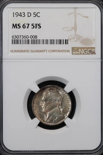 1943 D Jefferson Silver Nickel NGC MS67 5FS *DoubleJCoins* JL1100-08