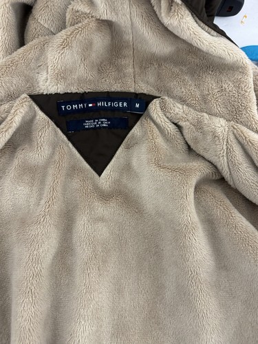 Bomber vintage Tommy Hilfiger giacca con cappuccio sherpa foderato marrone zip taglia M - Foto 9 di 12