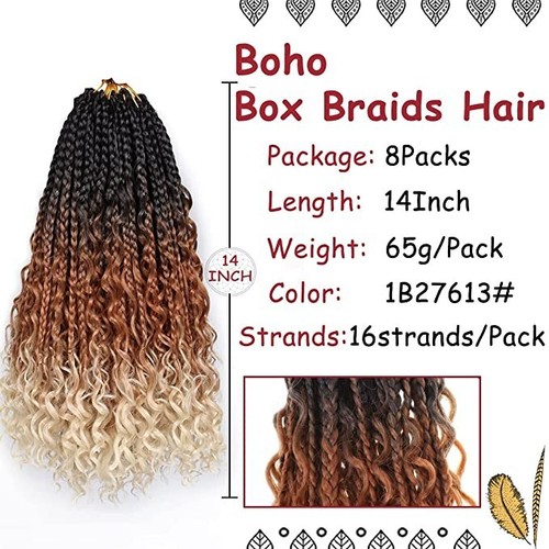 Beverlee Womens 14 Inch Boho Box Pre-looped Synthetic 8 Packs 128 Strands Braids - Picture 3 of 7