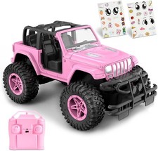 Pink RC Cars 1:16 Scale with DIY Sticker, Remote Control Car for Girls, 80 Mi...