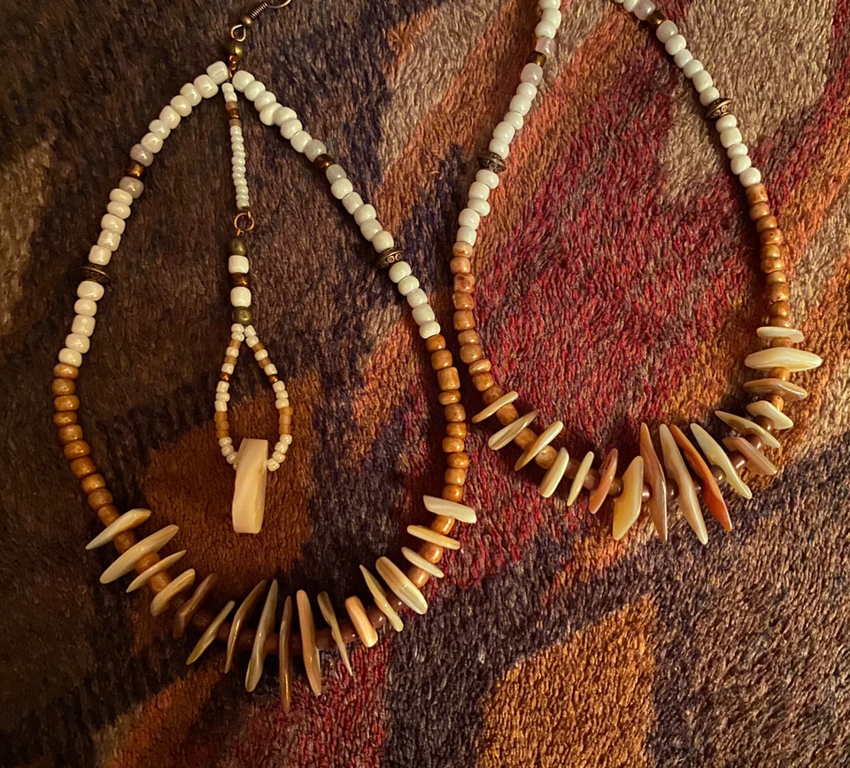 Aro gota lágrima bohemio cuentas pendientes madreperla astilla tribal étnico regalo Foto 4 de 4